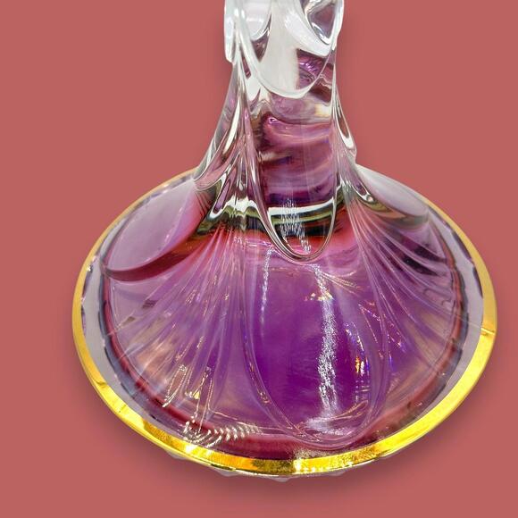 Lavender Crystal Candlestick With Gold Rim | Elegant Ombré Decor - Picture 8 of 8